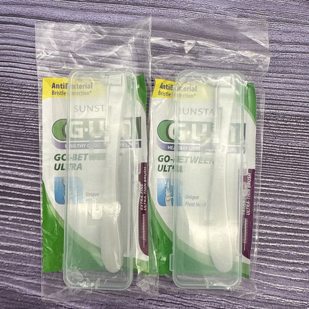 2 GUM Proxabrush Go-Betweens Ultra Thin - Angled Interdental Brushes Extra-Fine